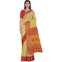 Glory Sarees Womens Cotto Silk Saree With Blouse Piece (Fashion104_Yellow)