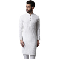 Jompers Men's Embroiderd Kurtas (White, M)
