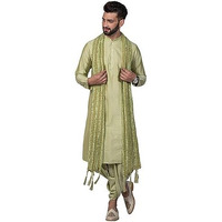 Kisah Long Sleeves Straight Kurta Set With Dupatta, Full Sleaves, Knee Length, Straight, Regular Fit, Mandarin Collar Ethnic Wear|38