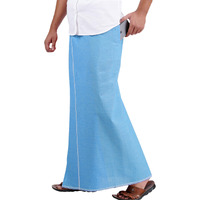 Prakasam Cotton Mens Supreme Qulaity Kfc Plain Welcro Pocket Dhoti (Kfc-Pln-Skyblue)