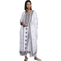 Varanga Women's Cotton Regular Kurta Set  Comfortable And Stylish Everyday Wear Nv_Vskd31834_White