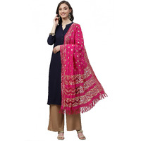 Weavers Villa Women's Cotton Woven Dupatta, Chunni (Pink), 2.20 Mtrs