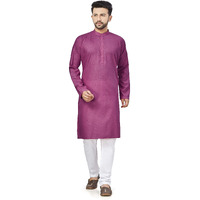 Be Active Men's Cotton Solid Regular Fit Kurta (Rfsk0001 11-L_Pink_L)
