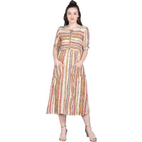 Dhruvi Trendz Women Cotton Blend Kurties Regular Fit Casual Fancy (D-K2500_White_Xl)