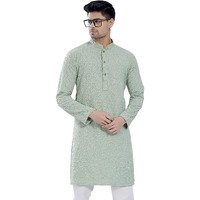 Divisive Men's Thread Embroidered Cotton Blend Only Slim Fit Kurta (Dkrt730_Xl_Pista)