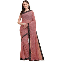 Fashion Basket Women's Georgette Purple Saree With Unstitched Blouse (Sari2785)
