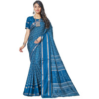 Greciilooks Plain Cotton Latest Design For Women | Silk Banarasi Saree (Gl-S2399_Blue)