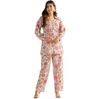 Greciilooks Womens Rayon Floral A-Line Regular Fit Co-Ord Set (Beige, X-Large)