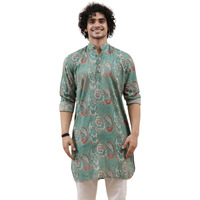 Dhruvi Trendz Mens Rayon Ethnic Wear Straitght Kurta Regular Fit Regular (Dt-M145_Green_S)