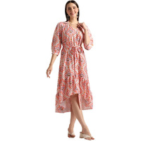 Dhruvi Trendz Womens Slub Rayon Women Western Dresses Regular Fit Dt-Wd1131 (Dt-Wd1132_Peach_Xl)