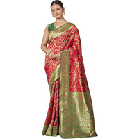 Glory Sarees Women's Minakari Banarasi Sarees For Women With Blouse Piece (Best_Silk_Saree_Red)