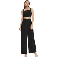Kotty Women's Bodycon Sleeveles Co-Ord Top And Trouser Set(Black,S)