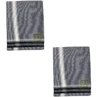 Prakasam Cotton Mens Single (1.28 X 2.00 Mtrs) Colour Thalapathi Border Dhoties/Fine Quality Single Dhoties (Ash)- Pack Of 2 Dhoties