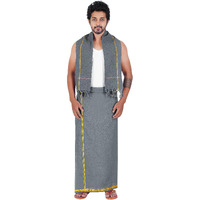 Prakasam Cotton Men's Pure Cotton Colour Dhoti (1.26X1.90Mtrs) With Matching Towel (0.74X1.50Mtrs) Set