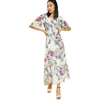 Rare Women's Georgette A-Line Knee-Length Dress (Ep6244_Off White_Xl)