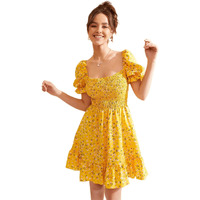 Tagas Women's Georgette A-Line Midi Western Dress (Op-3018-Yellow-L_Yellow_L)