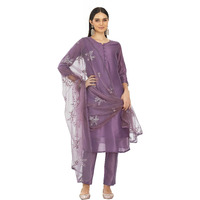 Womanista Women's Purple Color Silk Blend Solid Kurta Set With Embroidered Dupatta(Kurtaset_1338_M)