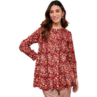 Fabindia Women's Printed Regular Fit Tunic (1038739Red_Red