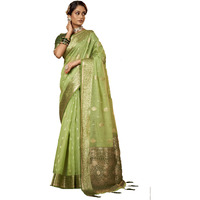 Pujia Mills Women Banarasi Woven Tissue Silk Saree With Zari Butta Work Indian Ethnic Wear Designer Wedding Saree 2025 Woven Golden Zari Border With Rich Pallu Soft Silk Saree Paithni Saree Pista
