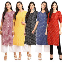 Pinkmint Women's Crepe Digital Print Straight Kurta (R-347-350-362-353-370-S)