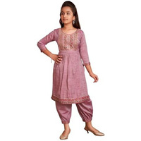 Aarika Girls Ethnic Wear Wine Colour Sequin Thread Embroidery Kurti Patiala Set-(4-13 Years)-(Pt-Tr-K-1063-Wine-38)