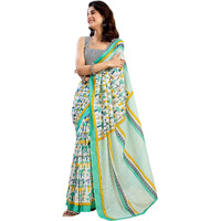 Satrani Women's Pure Cotton Printed Ready To Wear Saree With Pocket And Unstitched Blouse Piece (40Rs158_White &Multi)