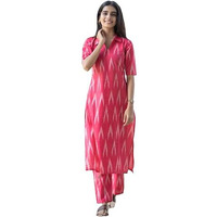 Anni Designer Women's Rayon Viscose Straight Ikkat Printed Kurta With Pant (Demeter Red_S_Red_Small)