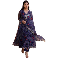 Flosive Women's Chiffon Regular Fashion Vest (Vz-Bandhani Navy Blue