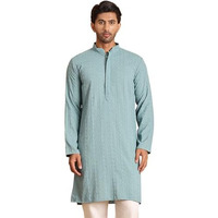 Jompers Blue Embroidered & Sequins Straight Kurta Only For Men (Blue, M)