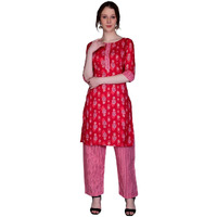 Om Sai Latest Creation Kurta For Women || Cotton Fully Stitched Straight Geometric Motifs Printed Kurta For Ladies || Cotton Printed Kurtas For Women || Gift For Women. (Xxx-Large, Red)
