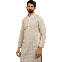 Divisive Men's Embroidered Cotton Linen Blend Only Slim Fit Kurta (Dkrt1102_Xl_Off White 2)