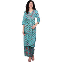 Idalia Teal Blue Printed Kurta Set