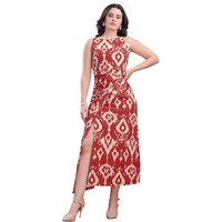 Purvaja Womens Twisted Maxi Length Dress (Wini-176-Red_Large)