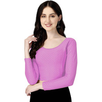 Shiv Textiles Round Neck Dobby Cotton Lycra Stretchable Elbow Sleeve Readymade Saree Blouse For Women Stylish (Pinkfree Size Full Sleeve)