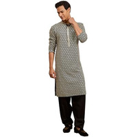 Vastramay Men's Black Rayon Kurta And Patiala Set - This Men's Kurta, Patiala Set Exudes Elegance With Its Intricate Design And Sophisticated Color Palette.