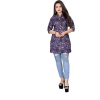 Gauri Laxmi Enterprise Women's Art Silk Blend Foil Print Regular Mg Regular Fit Kurti 09-M_Purple, Medium
