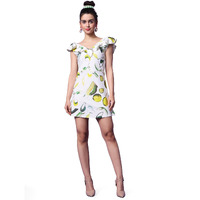 Purvaja Womens A-Line Mini Length Dress (Wini-006-Lemma_Off White_Xx-Large)