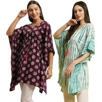 Tee Projekt Casual Crepe Kimino Sleeves Women's Kaftan Dress Ll Kaftan Casual & Everyday Kurta (Pack Of 2)