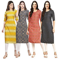 Pinkmint Women's Crepe Digital Print Straight Kurta [Pack Of 4](Nv-329-341-365-362-M)