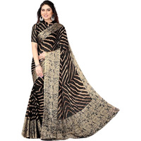 Shiv Textiles Women's Chiffon Lehariya Print Saree(503S104_Black)