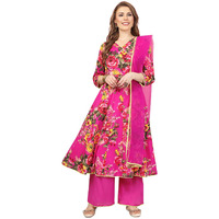 A.T.U.N. (All Things Uber Nice) Women Floral Printed Angrakha Pure Cotton Kurta With Palazzos & Dupatta
