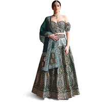 Purvaja Women's Faux Silk Lehengacholiset (Fiza-D-Green Free Size)