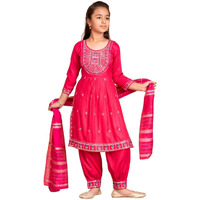 Aarika Girls Ethnic Wear Rani Colour Thread Embroidery Kurti Patiala Set-(4-13 Years)-(Pt-Tr-K-1051-Rani-24)