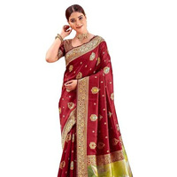 Satrani Women's Silk Weaving Saree With Unstitched Blouse Piece (4556S1031N_Maroon)