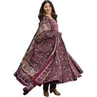 Anni Designer Women's Rayon Viscose Anarkali Printed Kurta With Pant & Dupatta (Mahathi Multi_S_Multicolor_Small)