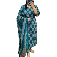 Anni Designer Women's Rayon Viscose Straight Printed Kurta With Pant And Dupatta (Saivi Teal-Jp60_3Xl_Teal_Xxx-Large)