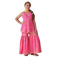 Pspeaches Girl's Georgette Sharara Set (Sha-Pinkleheriyaseq-8-10Y_Pink