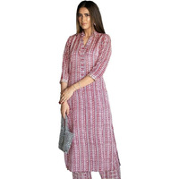 Lookmark Kurta Set: Trendy Tradition For Today's Women! Stay On-Trend Yet Traditional With Our Cotton Blend Printed Kurti Pant Sets! Red