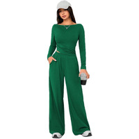 Kotty Women's Solid Fun Green Maxi Casual Dress Set (Green,L)-Kttdressset189L
