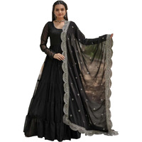 Fashion Basket Georgette Anarkali Kurta Set For Women Black